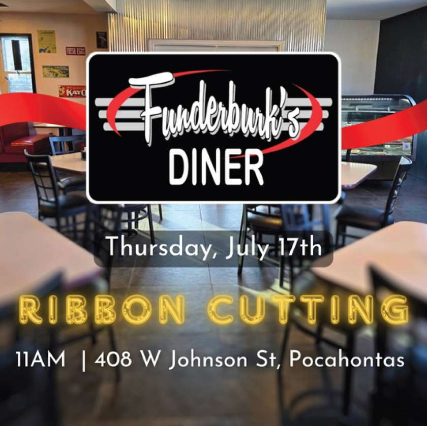 Ribbon Cutting July 17 for Funderburk's Diner Pocahontas