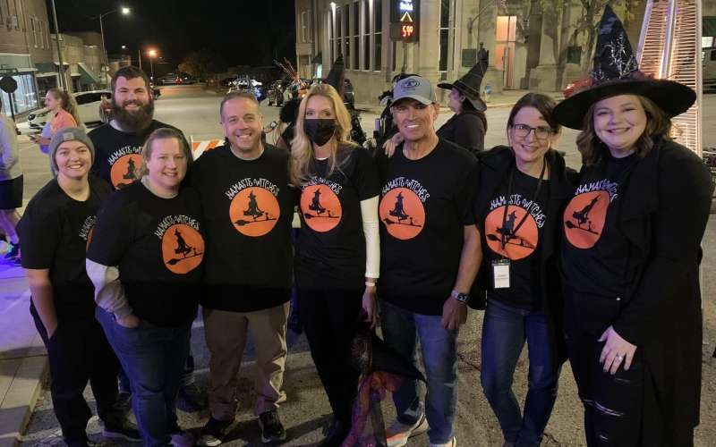 Namaste Witches group of men and women in same tee shirt